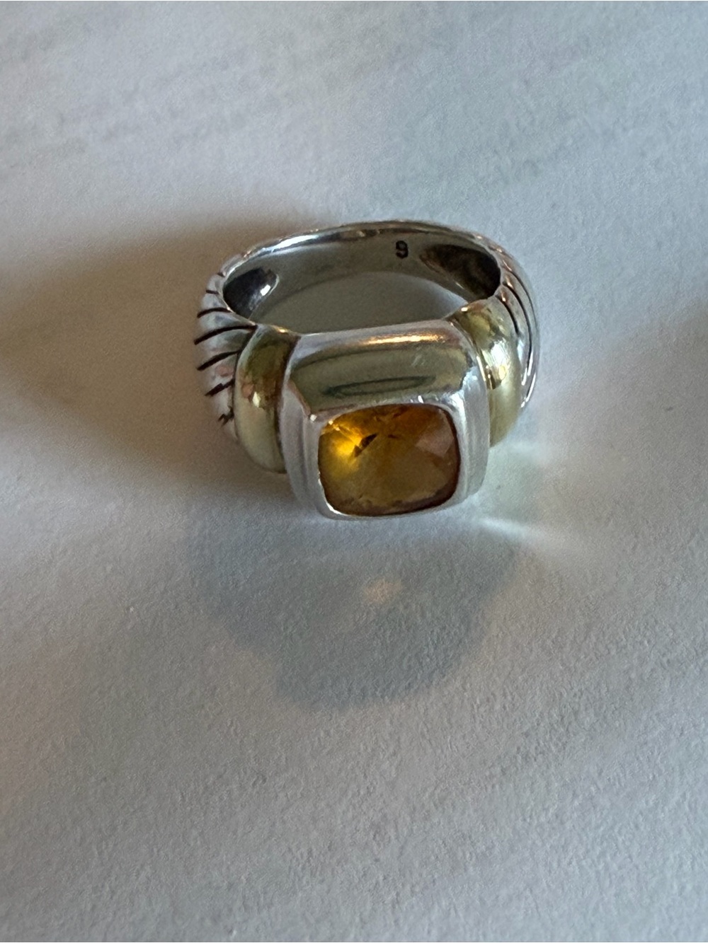 David Yurman Silver and 14k Gold accents with Yellow Citrine